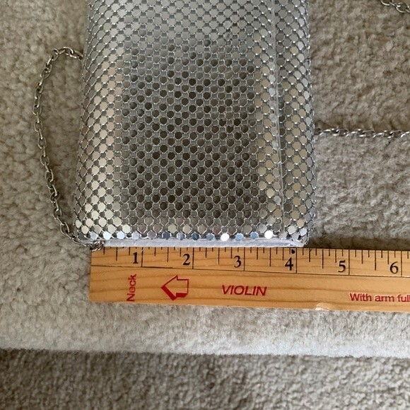 Jessica McClintock Silver Mesh Clutch or Shoulder Bag with Chainlink Strap - Picture 8 of 10